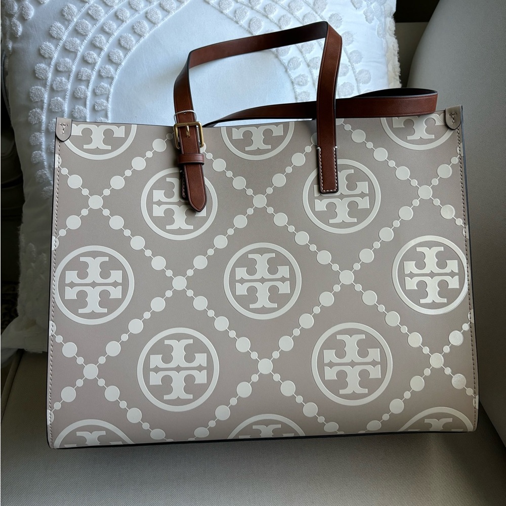 NEW Tory Burch T Monogram Contrast Embossed Tote $598